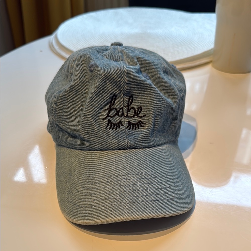 Blue Denim Cap with Embroidered Design